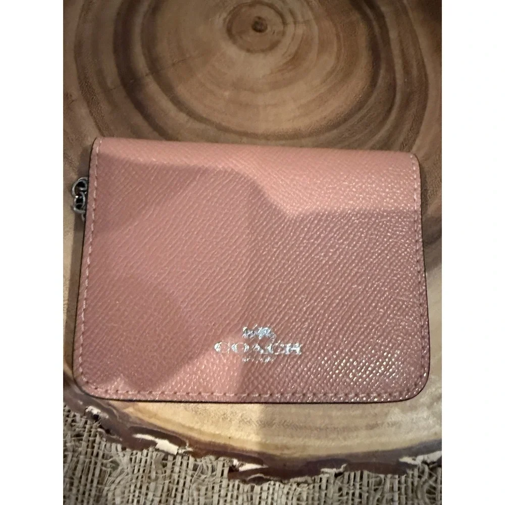 Coach card case ID Window wallet In Taffy Pink Snap Closure Keychain